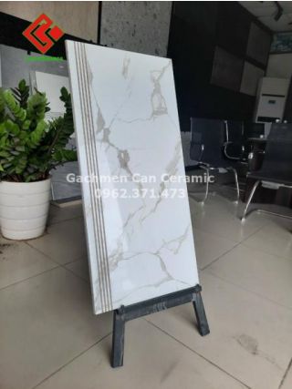 Gạch cầu thang 3d trắng vân khói trung quốc
