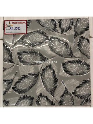 Gạch 30x30 nhũ bạc họa tiết chiếc lá