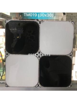 Gạch nhũ bạc ô vuông đen trắng TM019