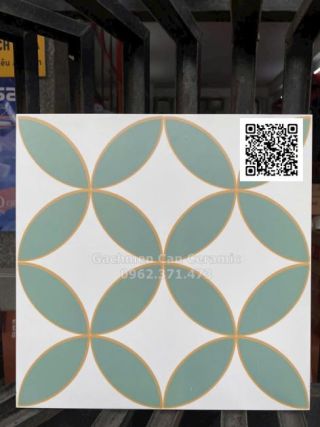 Gạch bông hoa văn đồng tiền xanh trắng 30x30