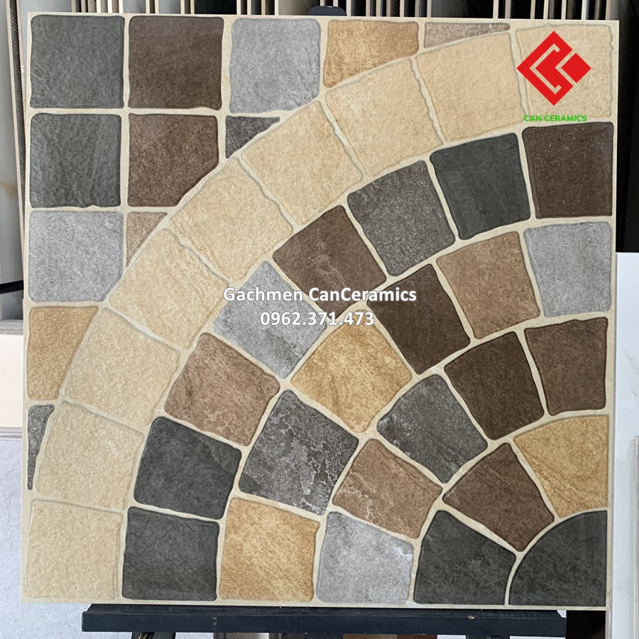 đá nhám sần granit dày 12mm ô vuông hoa văn cánh quạt chống trơn